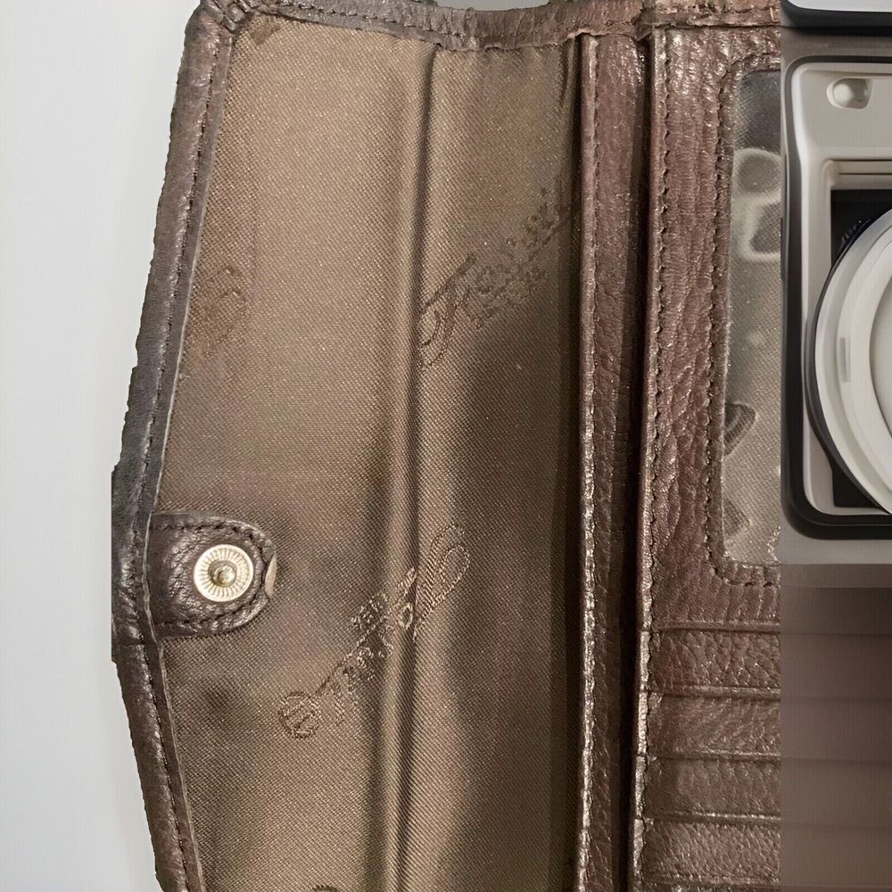 Fossil Brown Trifold Checkbook Wallet Genuine Soft‎ Leather - Picture 6 of 11